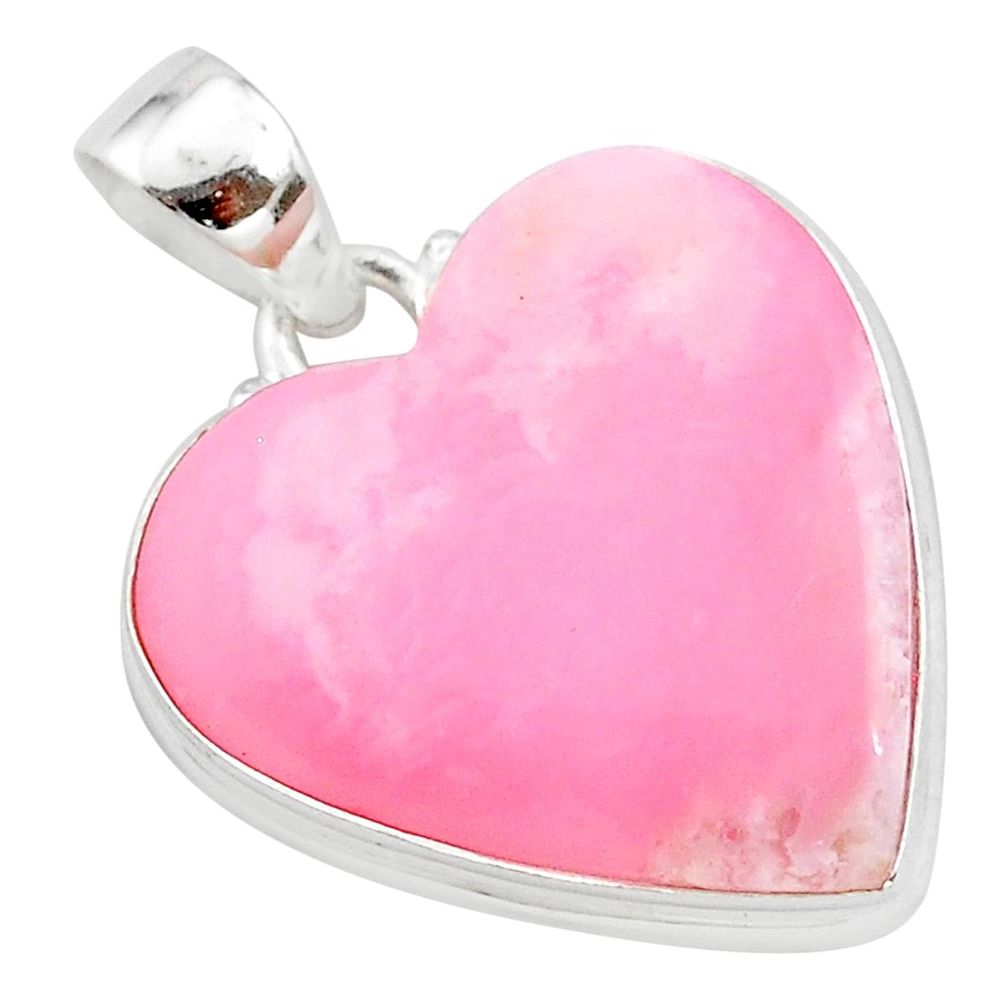 17.07cts heart pink opal heart 925 sterling silver pendant jewelry t23020