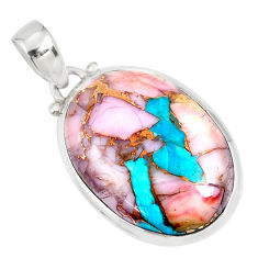 16.28cts natural pink opal in turquoise 925 sterling silver pendant r81269