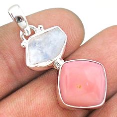 9.18cts natural pink opal moonstone slice rough 925 silver pendant t69841