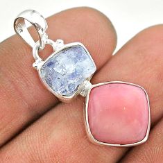 10.30cts natural pink opal moonstone slice rough 925 silver pendant t69867