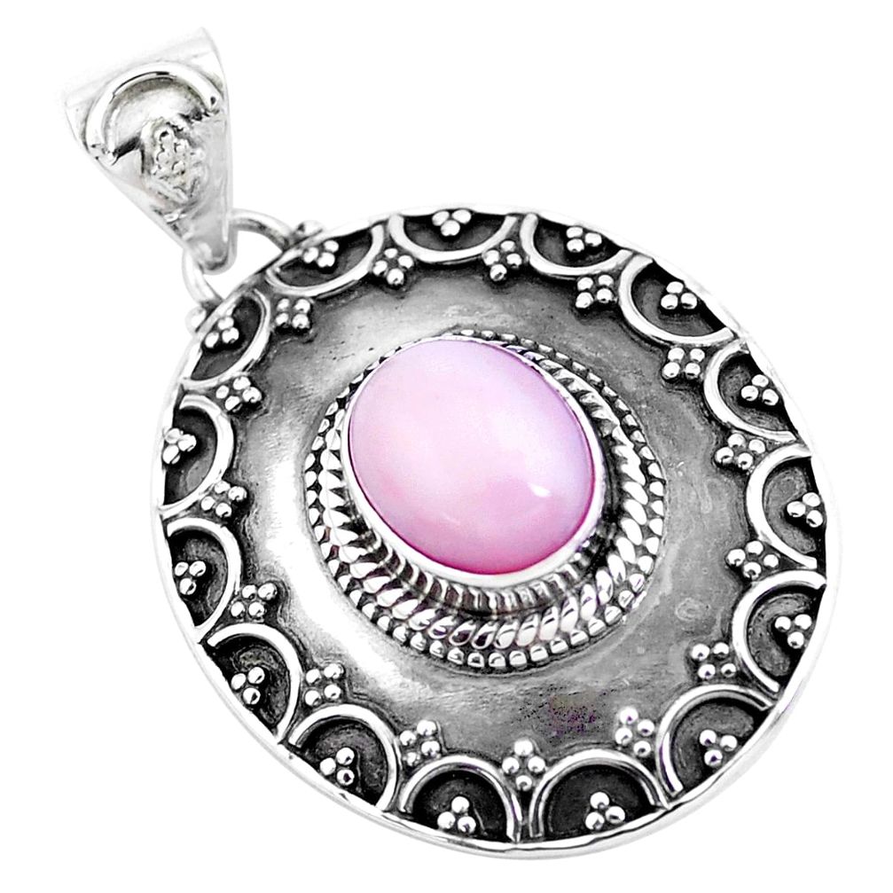 4.02cts natural pink opal oval 925 sterling silver pendant jewelry p24721