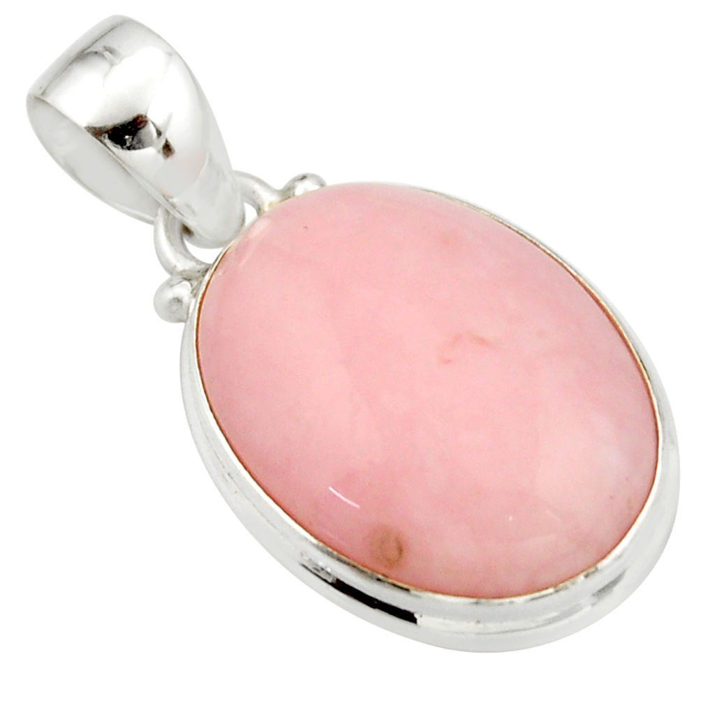 14.25cts natural pink opal oval 925 sterling silver pendant jewelry r20861