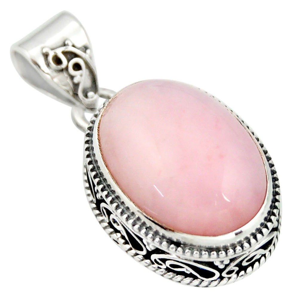 13.09cts natural pink opal oval 925 sterling silver pendant jewelry r20886