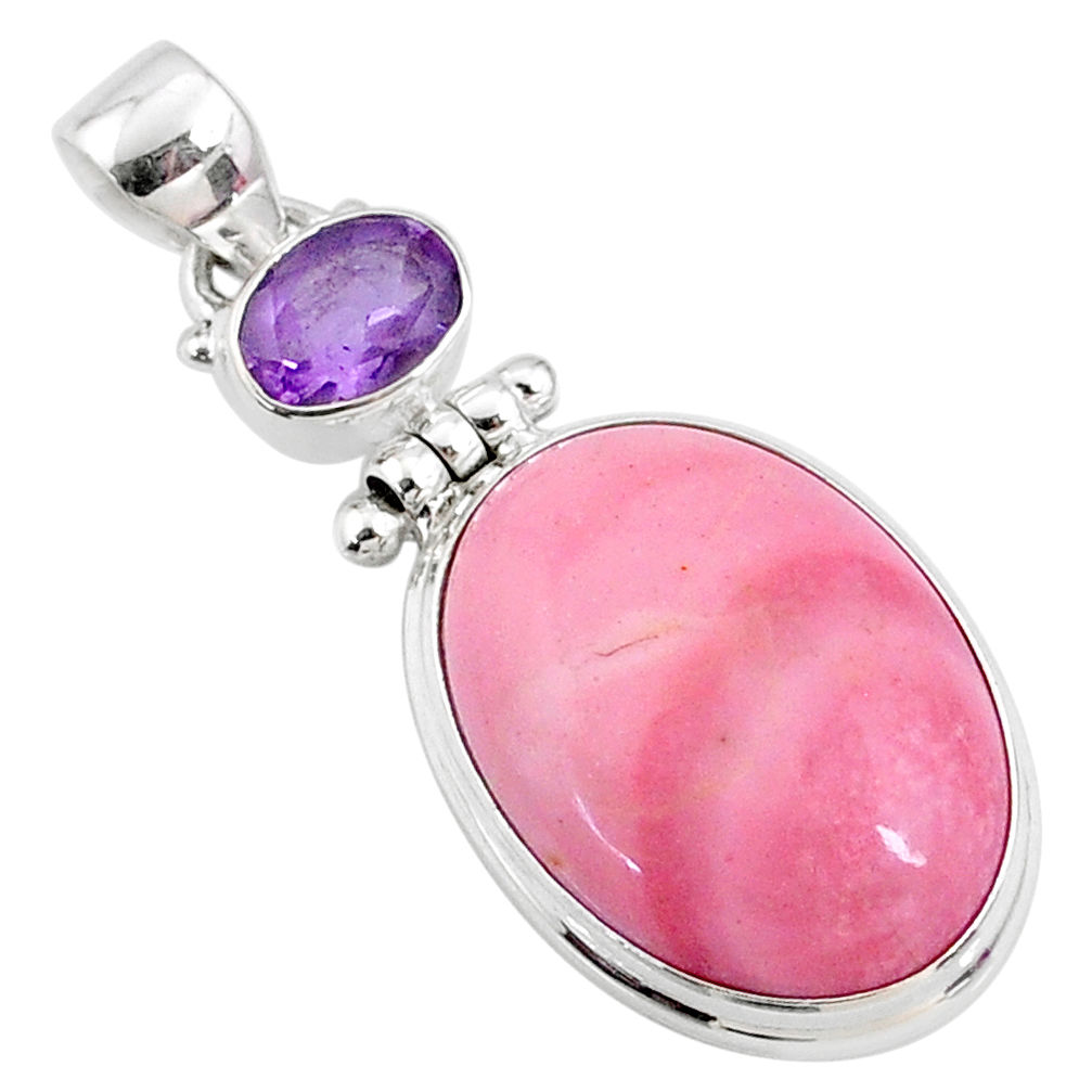 16.73cts natural pink opal oval amethyst 925 sterling silver pendant r66247