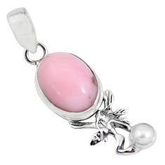 Clearance Sale- 11.19cts natural pink opal pearl 925 silver angel wings fairy pendant p55386
