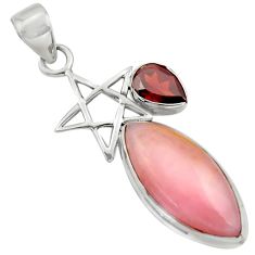 15.02cts natural pink opal red garnet 925 silver star of david pendant r39147