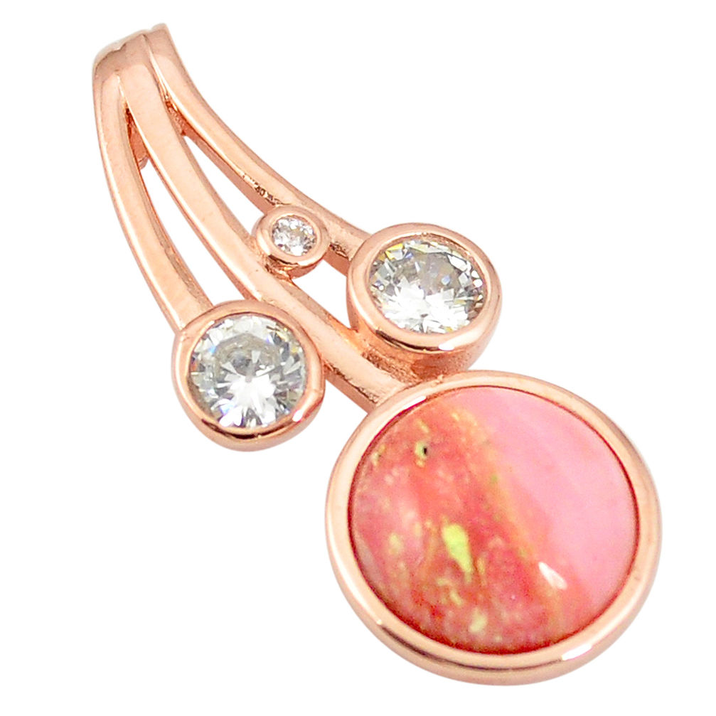 LAB LAB Natural pink opal topaz 925 sterling silver 14k rose gold pendant a76111 c14121