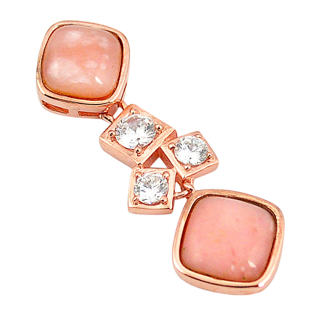 LAB LAB Natural pink opal topaz 925 sterling silver 14k rose gold pendant a76146 c14119