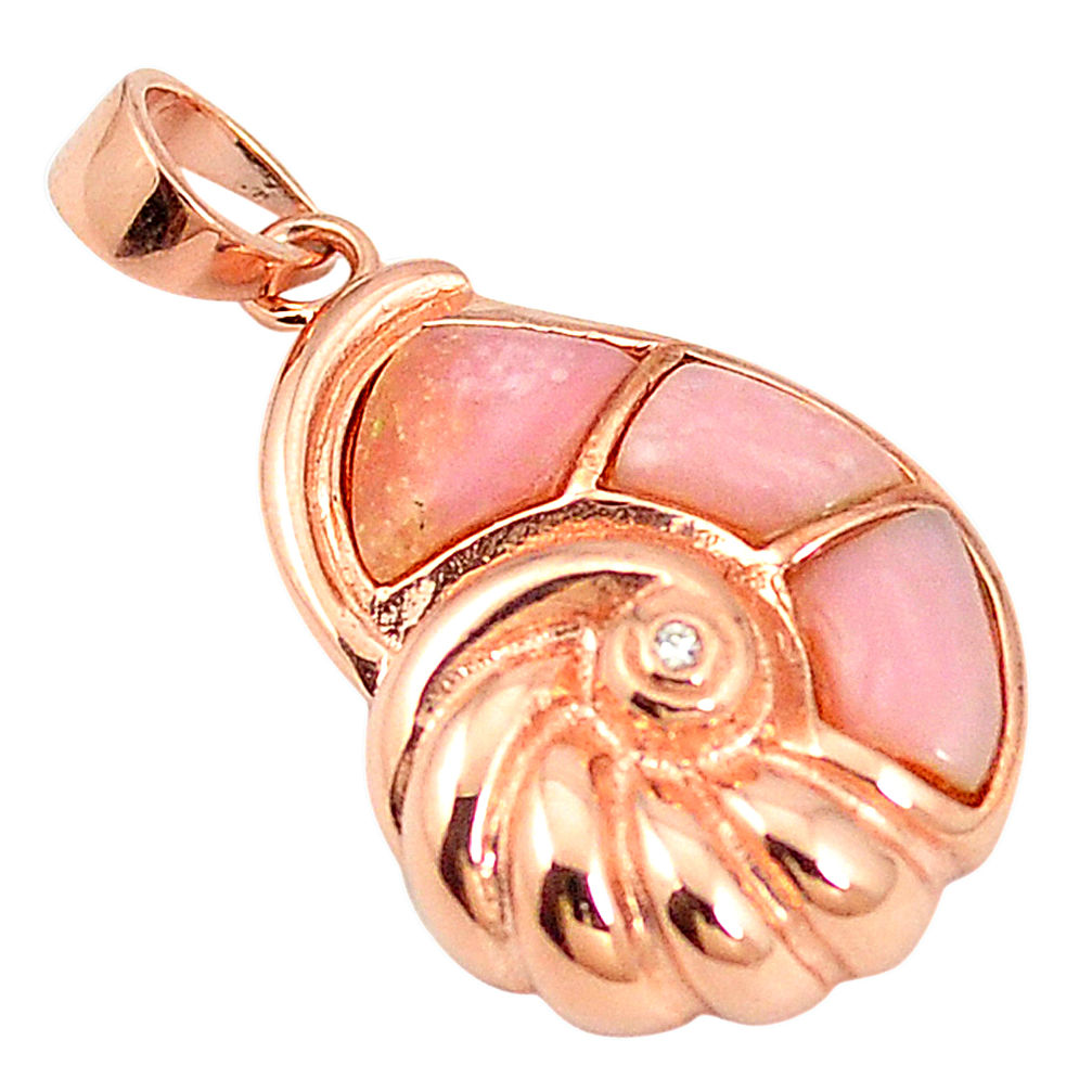 Natural pink opal topaz 925 sterling silver 14k rose gold pendant a76174 c15017