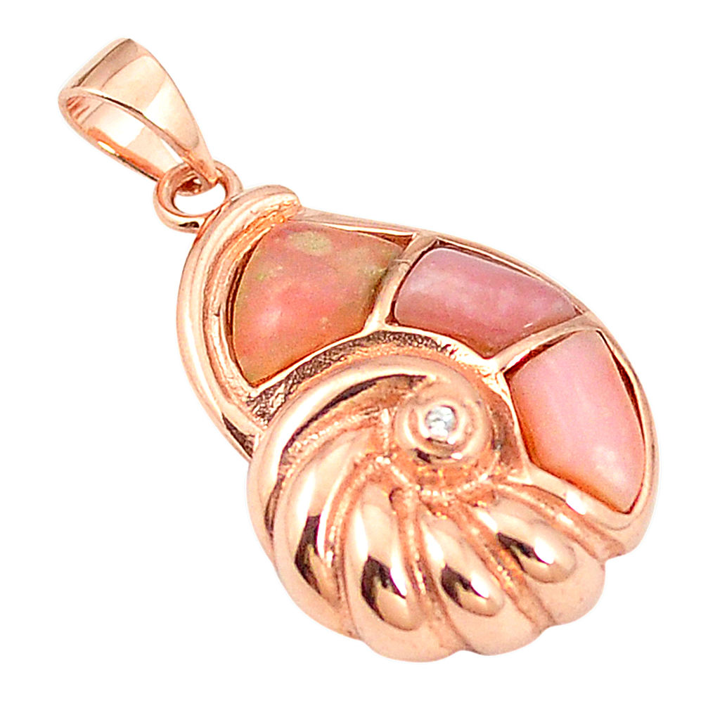 LAB LAB Natural pink opal topaz 925 sterling silver 14k rose gold pendant a76175 c15011