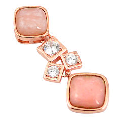 LAB LAB Natural pink opal topaz 925 sterling silver 14k rose gold pendant a76179 c15018