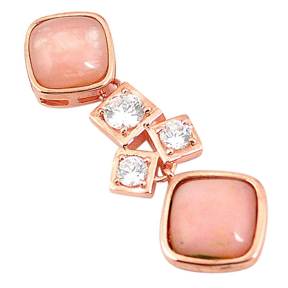 LAB LAB Natural pink opal topaz 925 sterling silver 14k rose gold pendant a76180 c15001