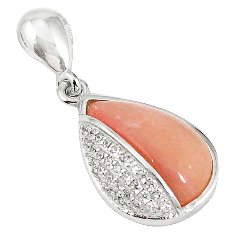 Natural pink opal topaz 925 sterling silver pendant jewelry a59319 c15356