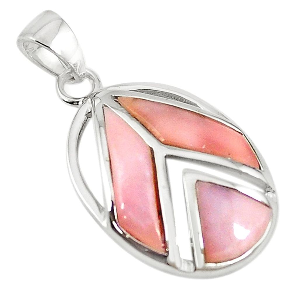 Natural pink opal trillion 925 sterling silver pendant jewelry a68565 c14064