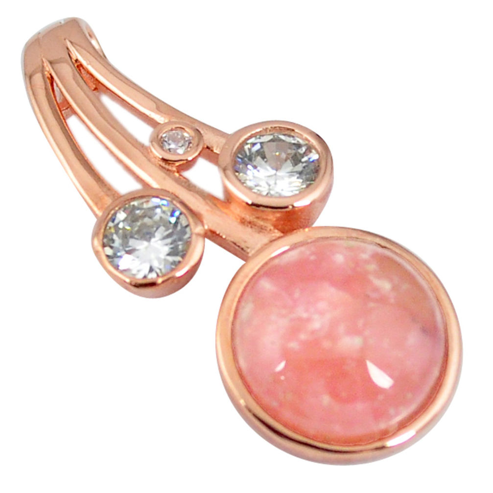 LAB LAB Natural pink opal white topaz 925 silver 14k rose gold pendant a59219 c14124