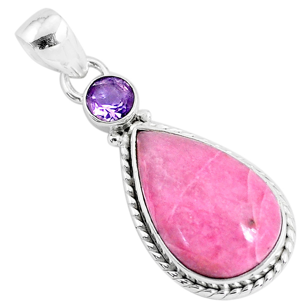 13.12cts natural pink petalite amethyst 925 sterling silver pendant r94266