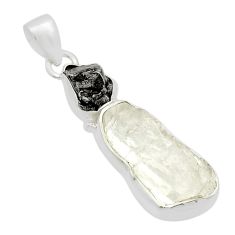 14.47cts natural pink petalite campo del cielo (meteorite) silver pendant u68994