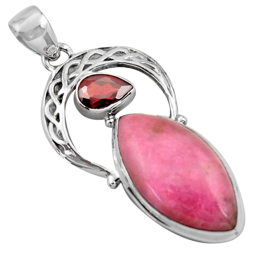 24.00cts natural pink petalite garnet 925 sterling silver pendant jewelry r39138