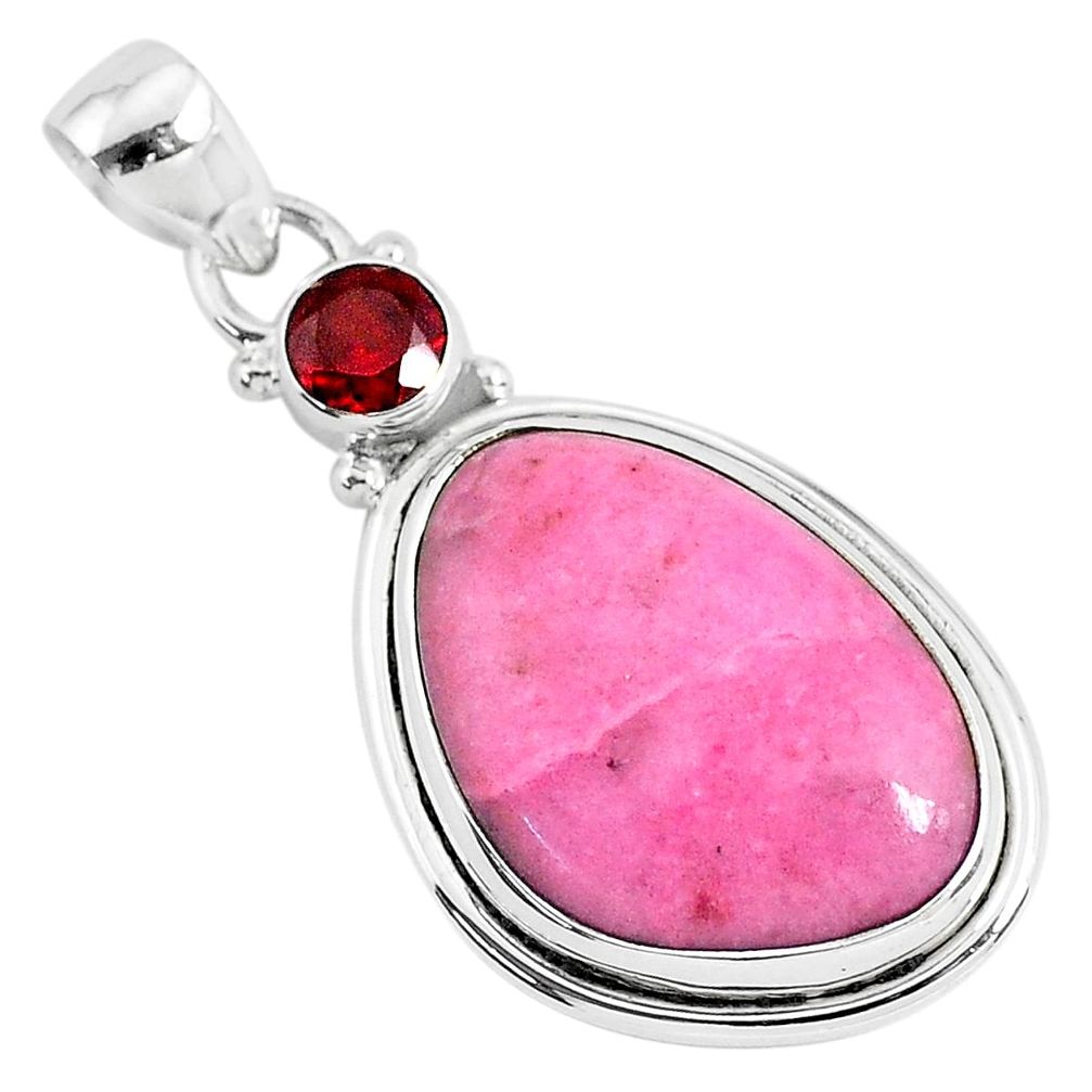 15.08cts natural pink petalite garnet 925 sterling silver pendant jewelry r94263