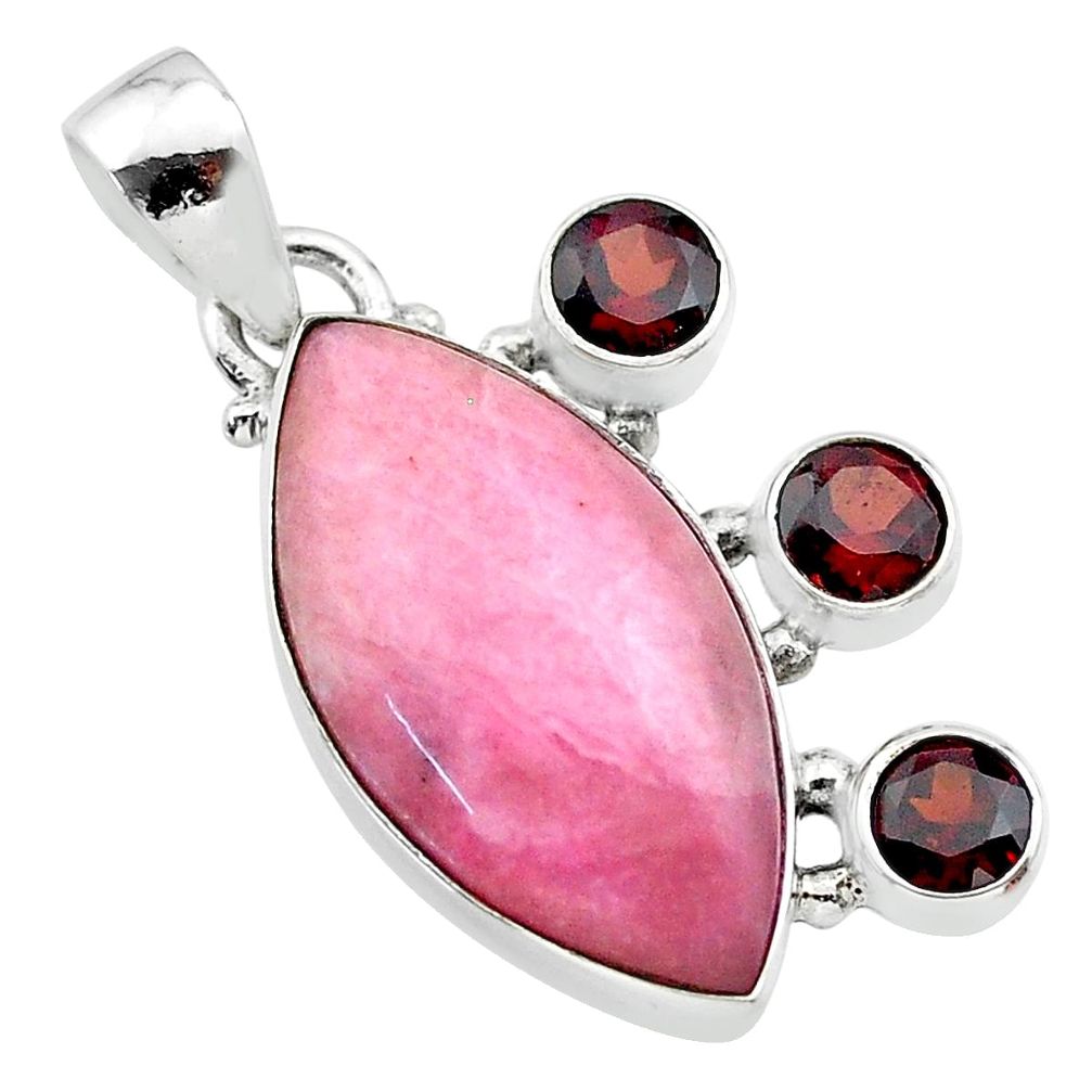 15.22cts natural pink petalite garnet 925 sterling silver pendant jewelry t30435