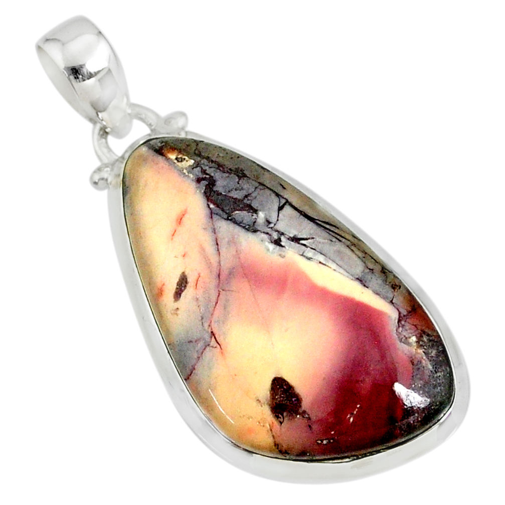 18.82cts natural pink porcelain jasper (sci fi) 925 silver pendant r81149