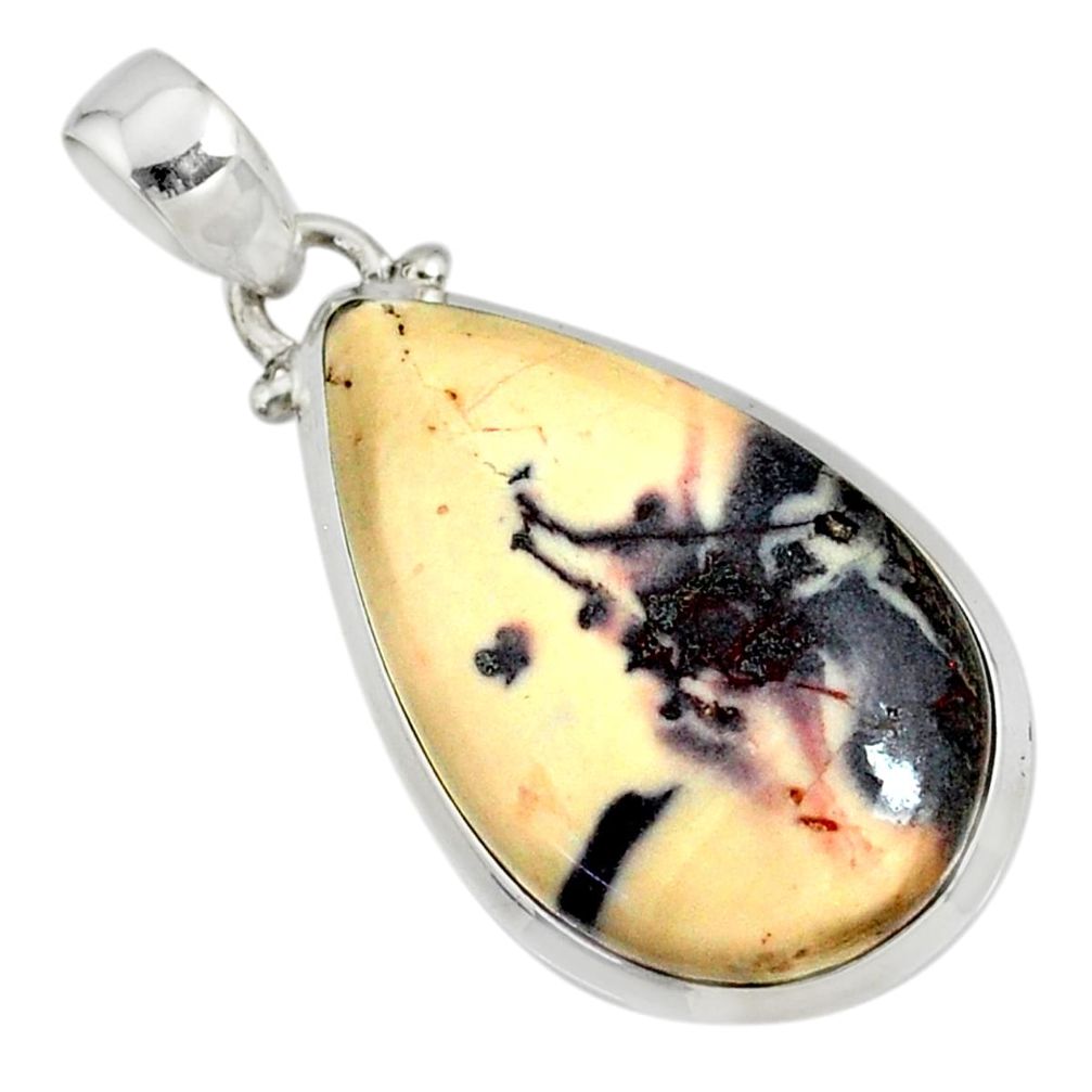 16.85cts natural pink porcelain jasper (sci fi) pear 925 silver pendant r81143