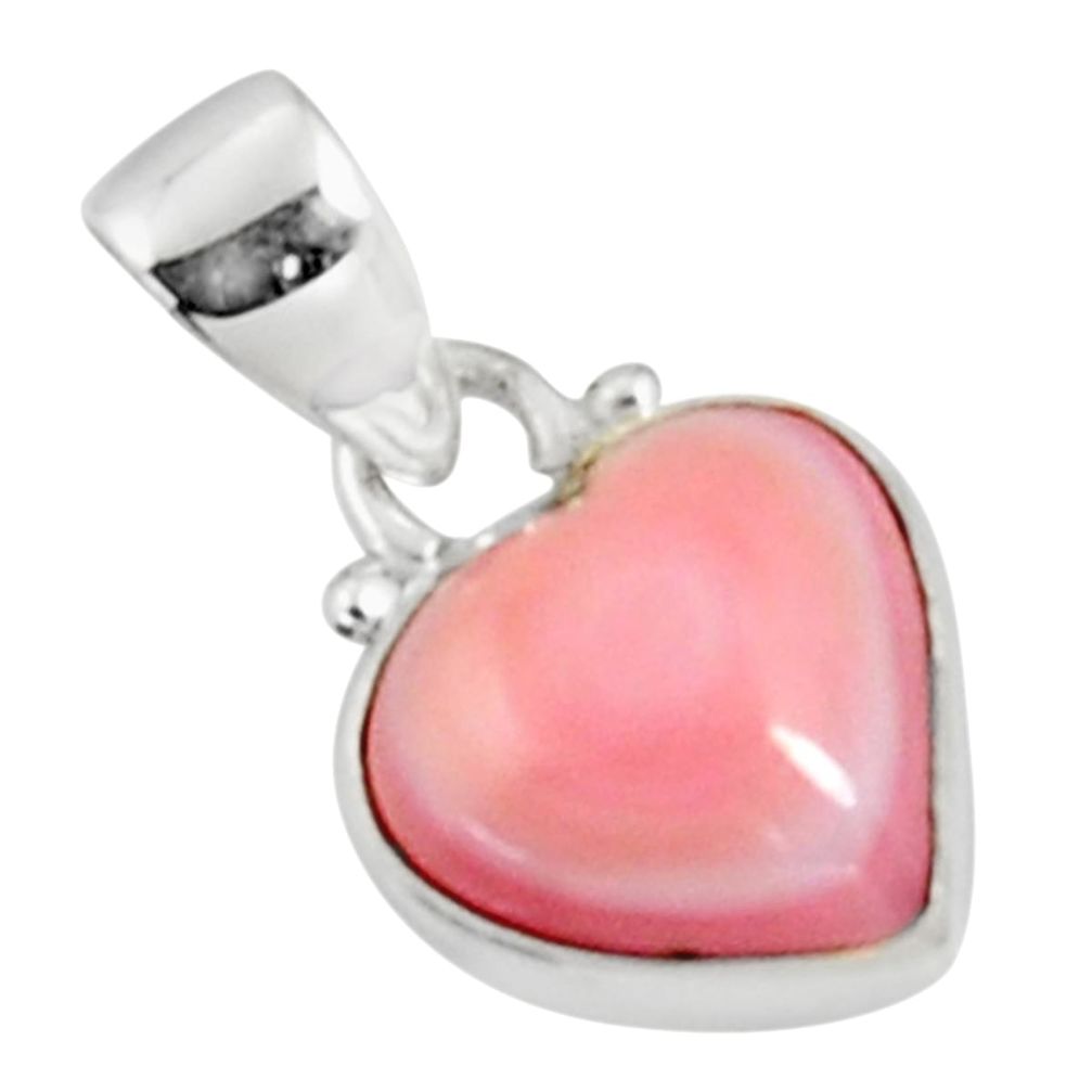 6.36cts natural pink queen conch shell 925 sterling silver heart pendant r50958