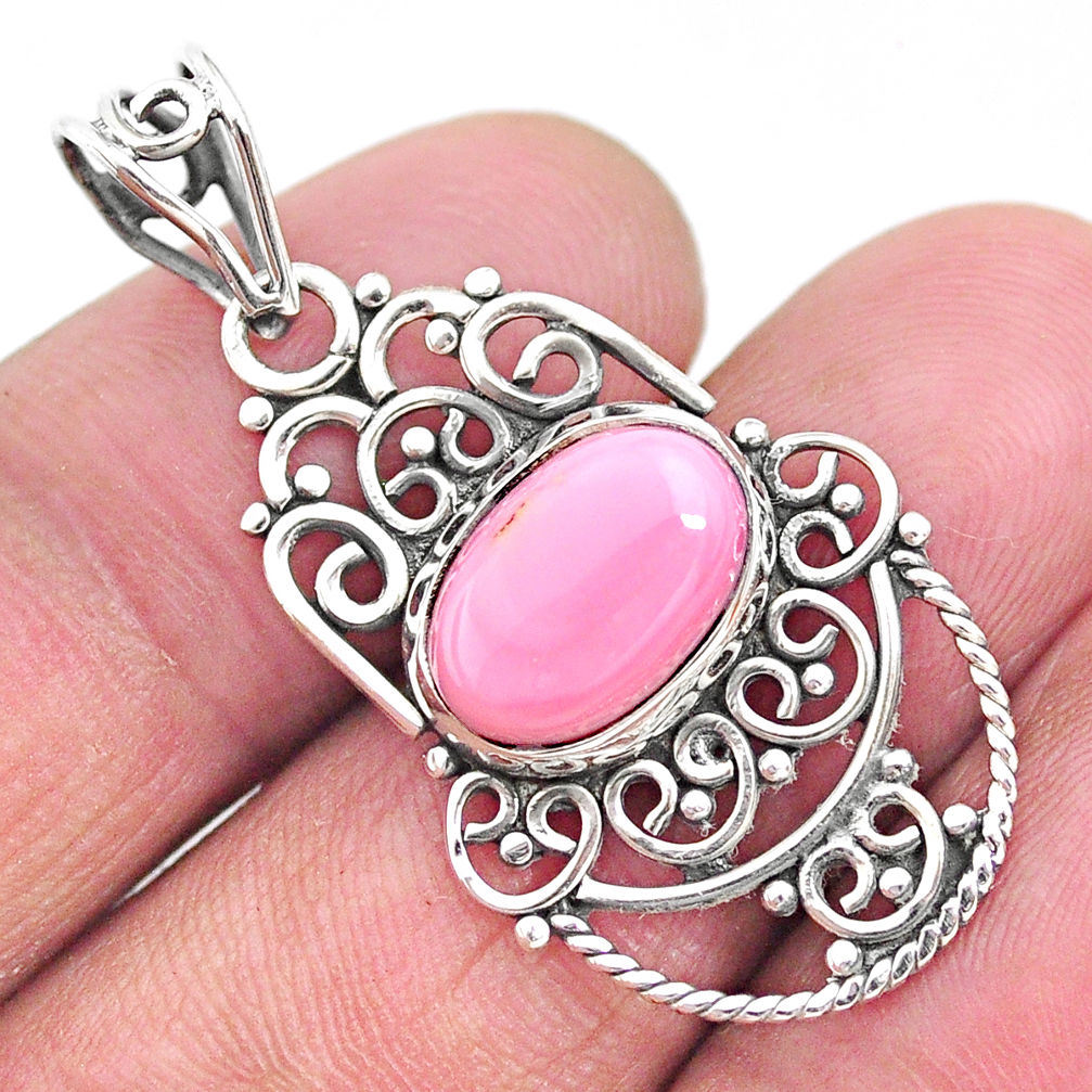 4.08cts natural pink queen conch shell 925 sterling silver pendant jewelry t4350