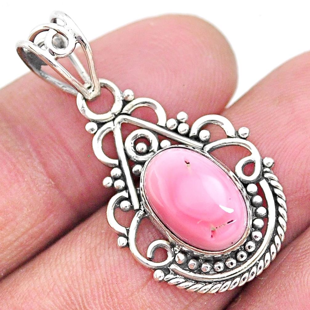 3.83cts natural pink queen conch shell 925 sterling silver pendant jewelry t4353