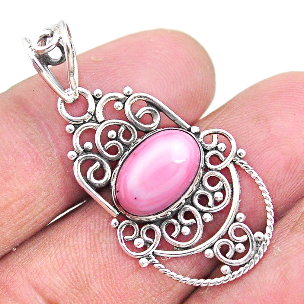 4.22cts natural pink queen conch shell 925 sterling silver pendant jewelry t4356