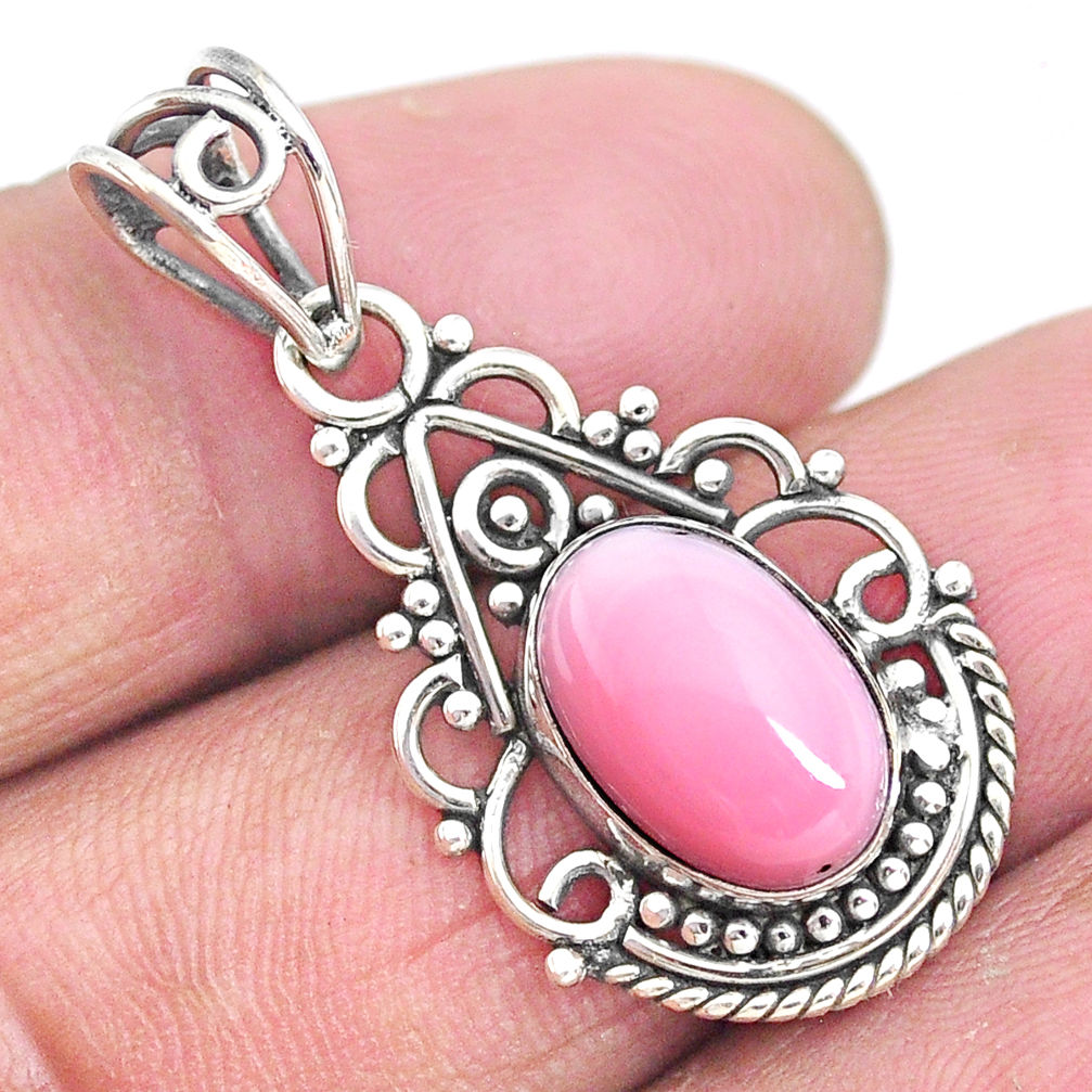 3.83cts natural pink queen conch shell 925 sterling silver pendant jewelry t4357