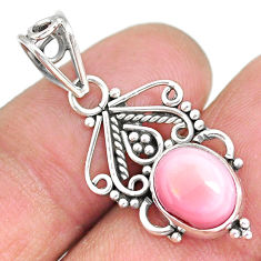 3.73cts natural pink queen conch shell 925 sterling silver pendant r90213