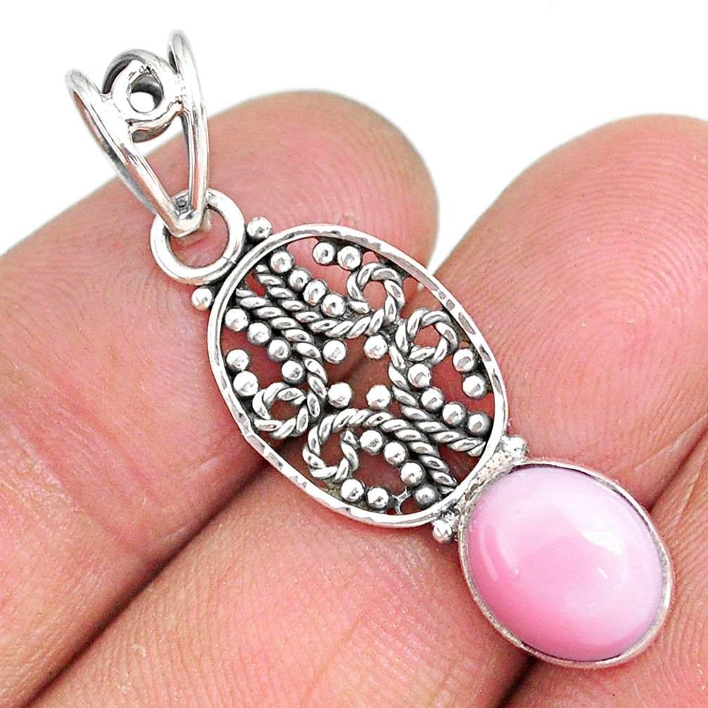 3.85cts natural pink queen conch shell 925 sterling silver pendant r90220