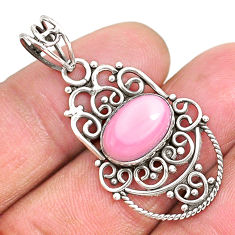 4.06cts natural pink queen conch shell 925 sterling silver pendant r94001