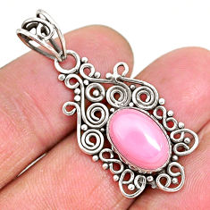 4.13cts natural pink queen conch shell 925 sterling silver pendant r94012
