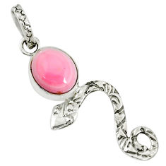 3.73cts natural pink queen conch shell 925 sterling silver snake pendant r78407