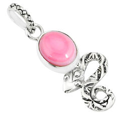Clearance Sale- 3.73cts natural pink queen conch shell 925 sterling silver snake pendant r78435