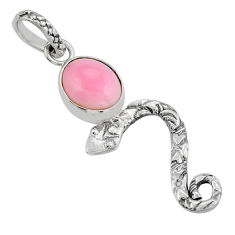 3.76cts natural pink queen conch shell 925 sterling silver snake pendant y27426