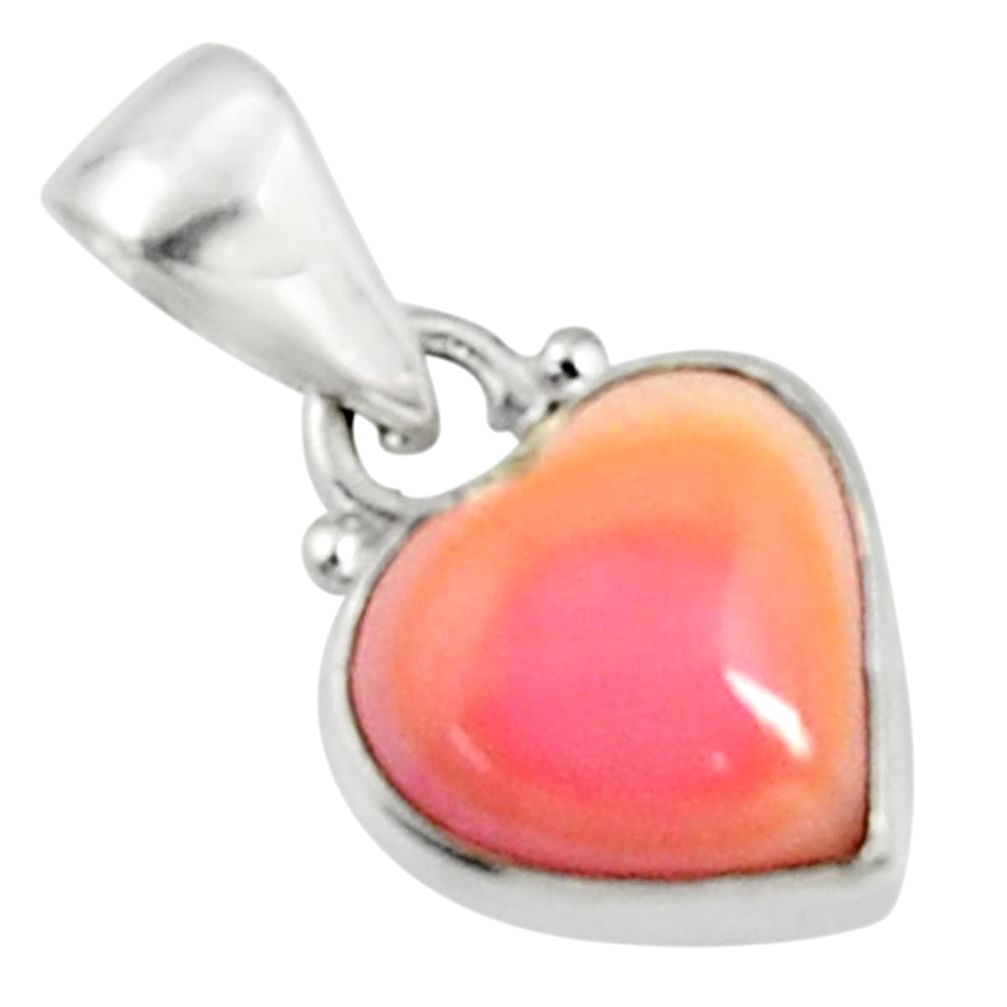 6.09cts natural pink queen conch shell heart 925 sterling silver pendant r50900