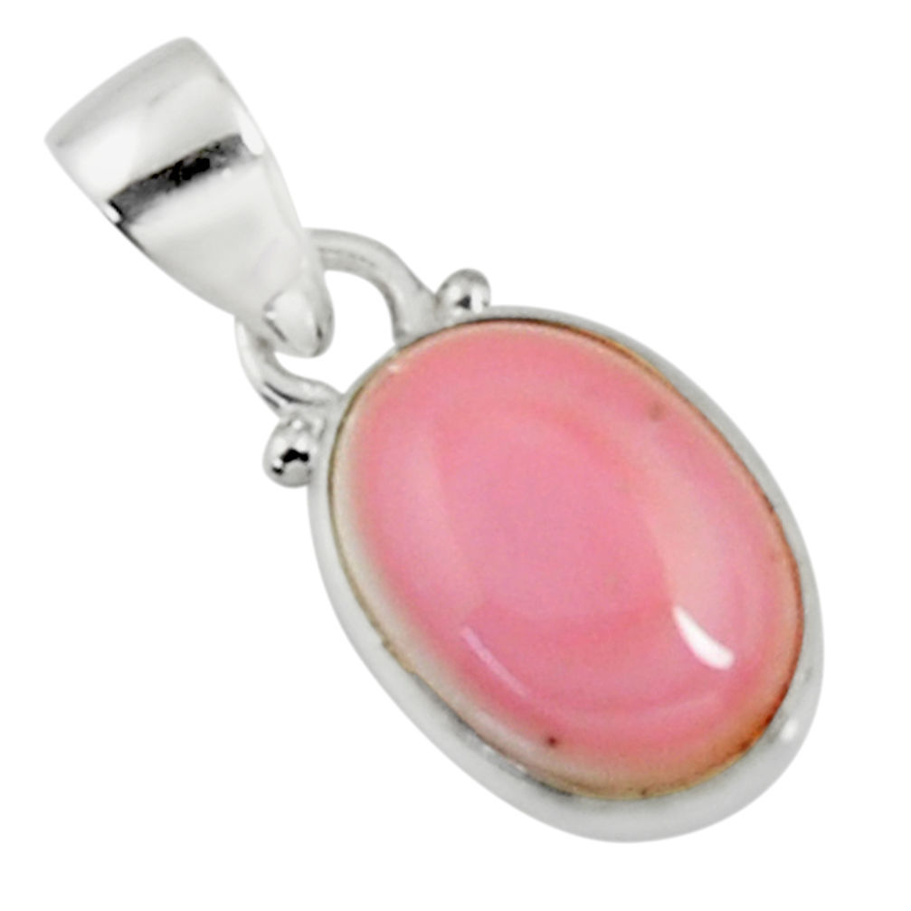 5.74cts natural pink queen conch shell oval 925 sterling silver pendant r50898