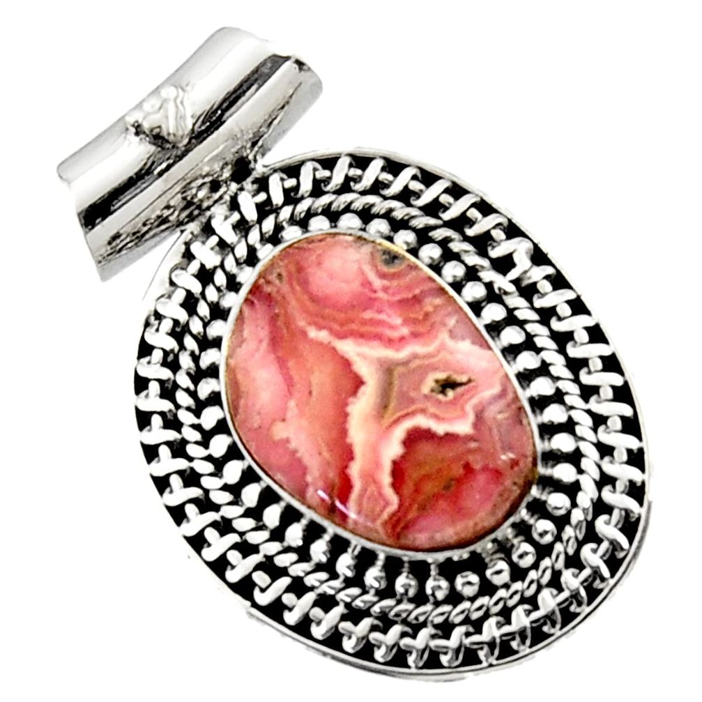  pink rhodochrosite inca rose (argentina) silver pendant d45023