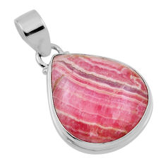 18.46cts natural pink rhodochrosite inca rose (argentina) silver pendant n31216