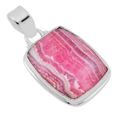 17.90cts natural pink rhodochrosite inca rose (argentina) silver pendant n31237