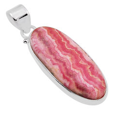28.27cts natural pink rhodochrosite inca rose (argentina) silver pendant n32112