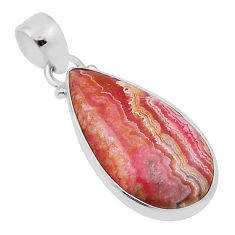 14.47cts natural pink rhodochrosite inca rose (argentina) silver pendant n32141