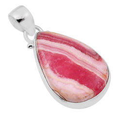 20.65cts natural pink rhodochrosite inca rose (argentina) silver pendant n32142