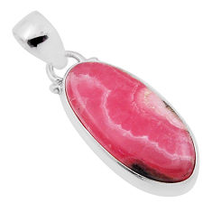 14.47cts natural pink rhodochrosite inca rose (argentina) silver pendant n32144