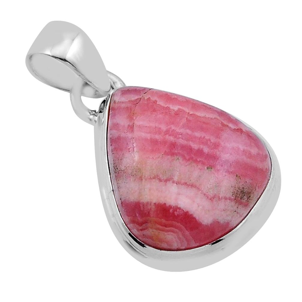 14.40cts natural pink rhodochrosite inca rose (argentina) silver pendant n45229