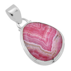 15.36cts natural pink rhodochrosite inca rose (argentina) silver pendant n45232