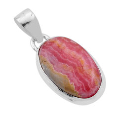 10.13cts natural pink rhodochrosite inca rose (argentina) silver pendant n45384